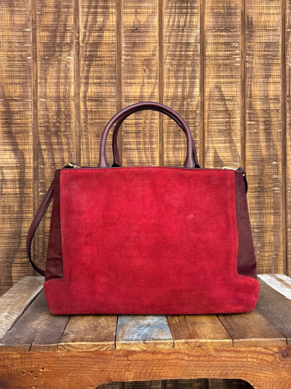 Kate Spade Red Plum Bordeaux Mira Street Keran Calf Hair Leather Purse
